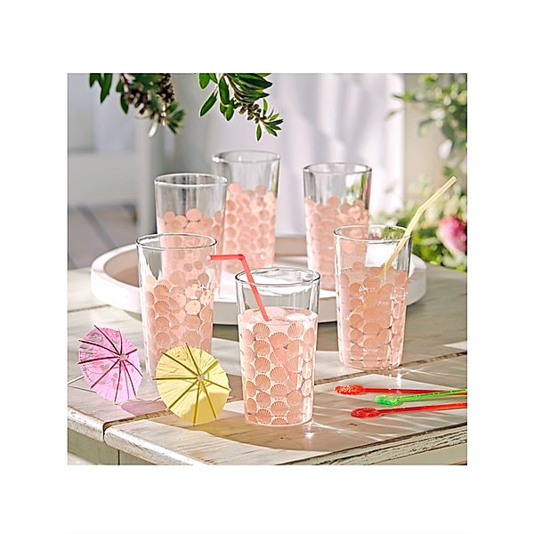 Trinkglas-Set, 6-tlg. klar/rosa