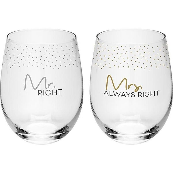 Trinkglas Set Motiv Mr & Mrs