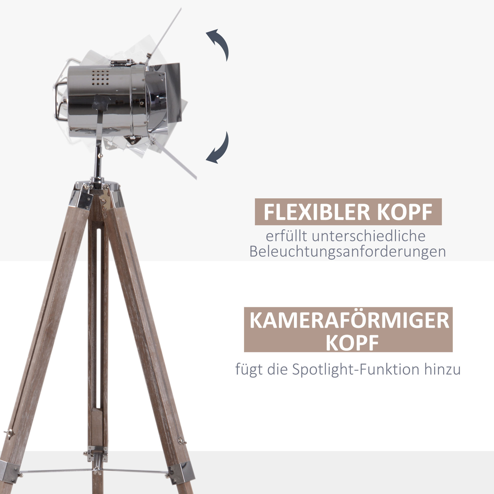 Tripod-Stehlampe in Scheinwerfer-Form online kaufen - Orbisana