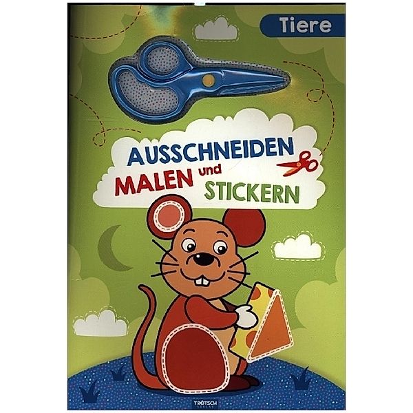 Trötsch Bastelbuch mit Schere Ausschneiden, Malen und Stickern Tiere