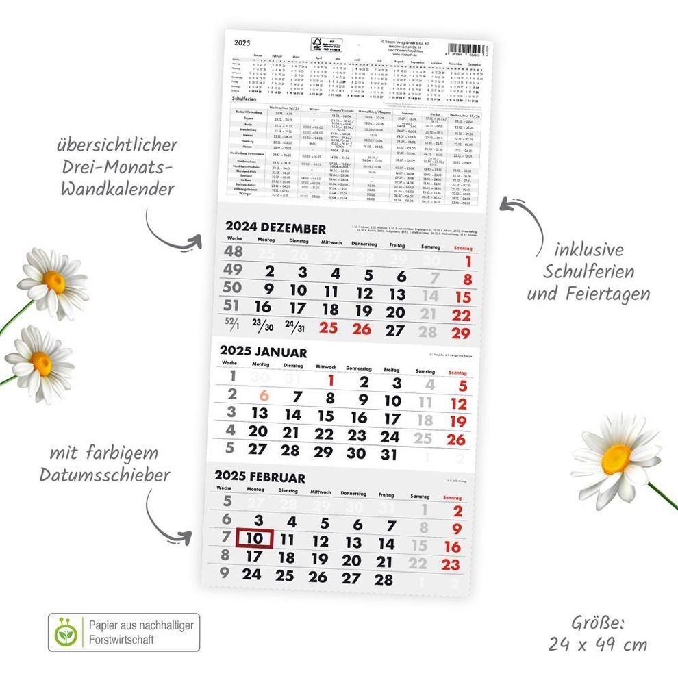 Trötsch Dreimonatskalender Drei-Monatskalender 2025 - Kalender bestellen