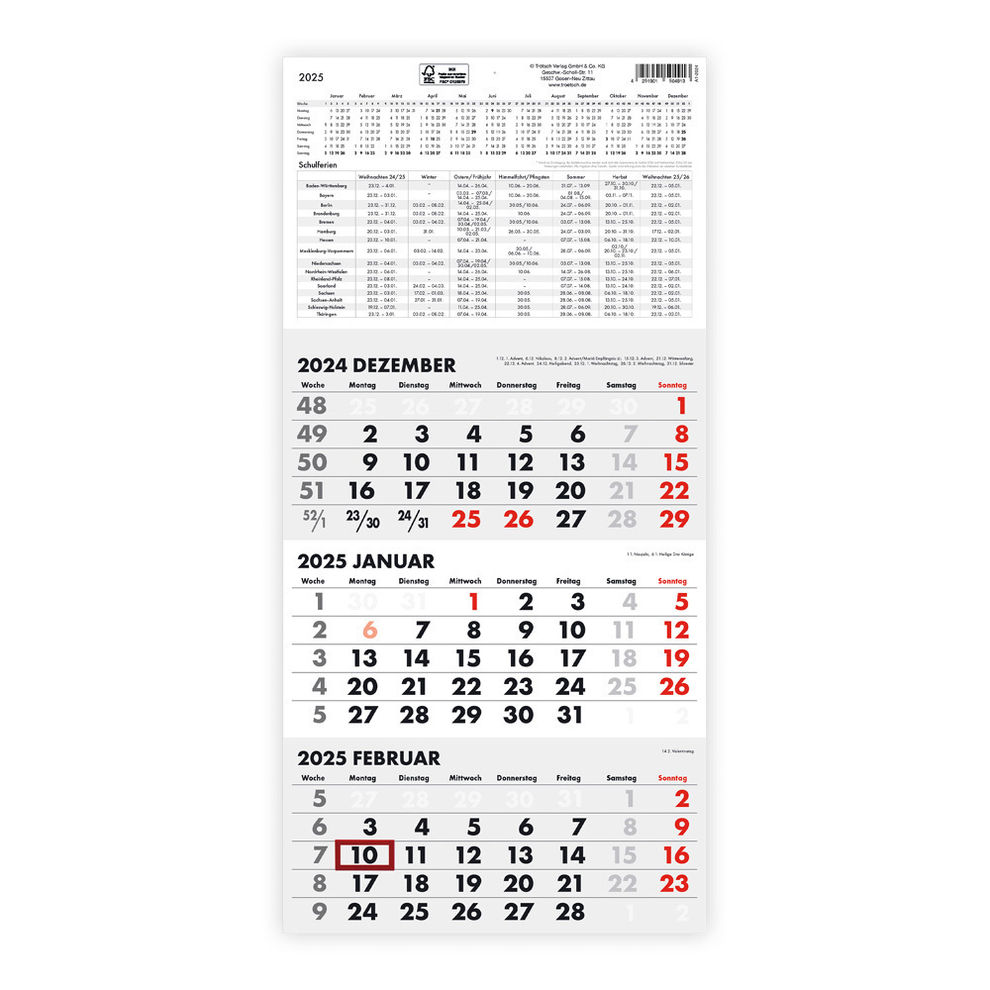 Trötsch Dreimonatskalender Drei-Monatskalender 2025 - Kalender bestellen