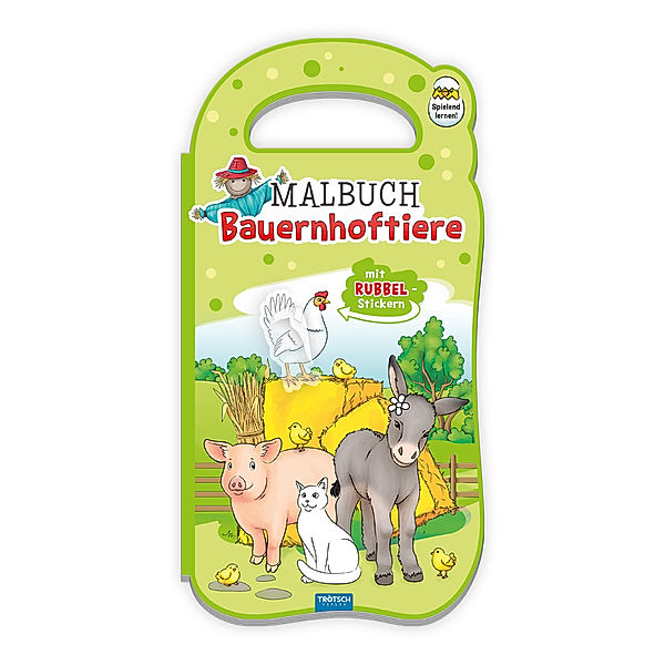 Trötsch Malbuch mit Rubbelstickern Bauernhoftiere