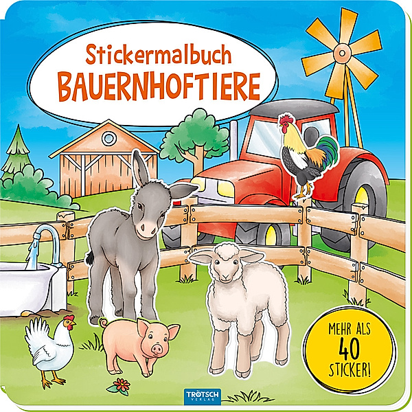 Trötsch Malbuch Stickermalbuch Bauernhoftiere