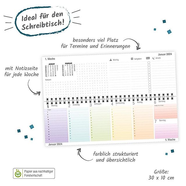 Trötsch Schreibtischquerkalender Farben 2024 - Kalender bestellen