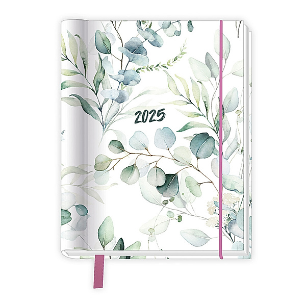 Trötsch Taschenkalender A6 Wire-O Motiv Blätter 2025 mit Postkarten
