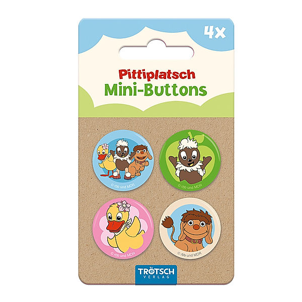 Trötsch Unser Sandmännchen Mini-Buttons 4er Set Pitti und Freunde