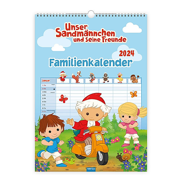 Trötsch Unser Sandmännchen XL-Familienplaner Familienkalender Unser Sandmännchen und seine Freunde 2024