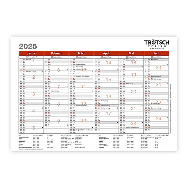 Trötsch Wandtafelplaner A4 2025