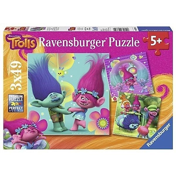 Trolls: Poppys bunte Welt. Puzzle 3 x 49 Teile