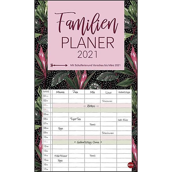 Tropical Leaves Familienplaner XL 2021