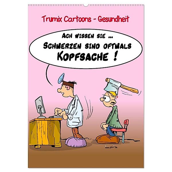 Trumix Cartoons - Gesundheit (Wandkalender 2024 DIN A2 hoch), CALVENDO Monatskalender, Trumix