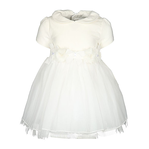 minibanda Tüll-Kleid PLUSH FLOWERS mit Bubikragen in weiß