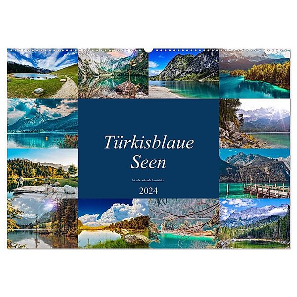 Türkisblaue Seen (Wandkalender 2024 DIN A2 quer), CALVENDO Monatskalender, Alexandra Goldbach