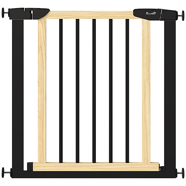 Türschutzgitter mit automatisch schließender Tür schwarz, natur (Farbe: mehrfarbig)