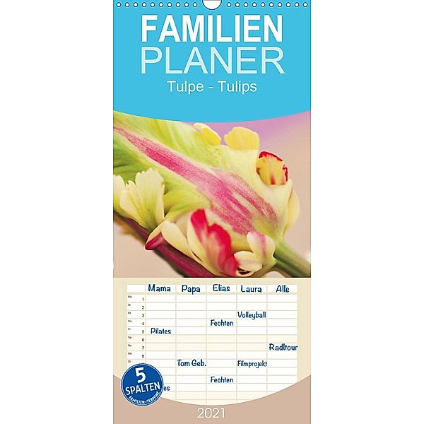 Tulpe - Familienplaner hoch (Wandkalender 2021 , 21 cm x 45 cm, hoch), Justart