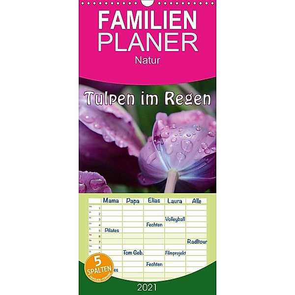 Tulpen im Regen - Familienplaner hoch (Wandkalender 2021 , 21 cm x 45 cm, hoch), Gugigei