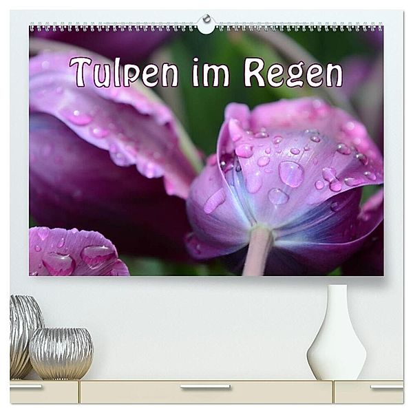Tulpen im Regen (hochwertiger Premium Wandkalender 2024 DIN A2 quer), Kunstdruck in Hochglanz, Gugigei