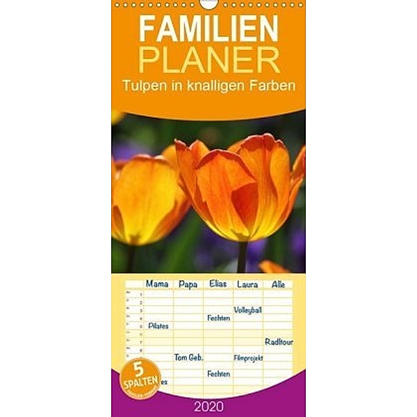 Tulpen in knalligen Farben - Familienplaner hoch (Wandkalender 2020 , 21 cm x 45 cm, hoch)