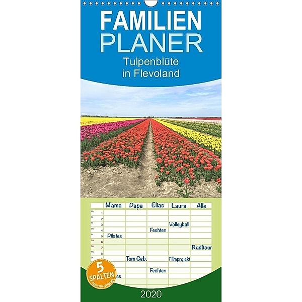 Tulpenblüte in Flevoland - Familienplaner hoch (Wandkalender 2020 , 21 cm x 45 cm, hoch), Christine Konkel