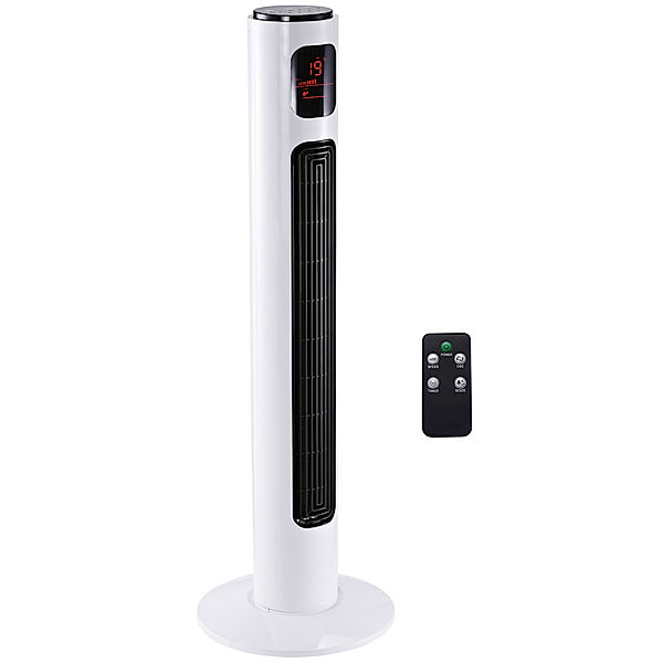 Turmventilator mit der Fernbedienung, mit einem Griff, mit der LCD-Anzeige bunt (Farbe: weiß, schwarz)