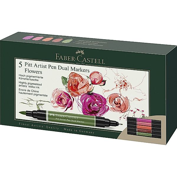 Tuschestift PAP Dual Marker 5x Flowers