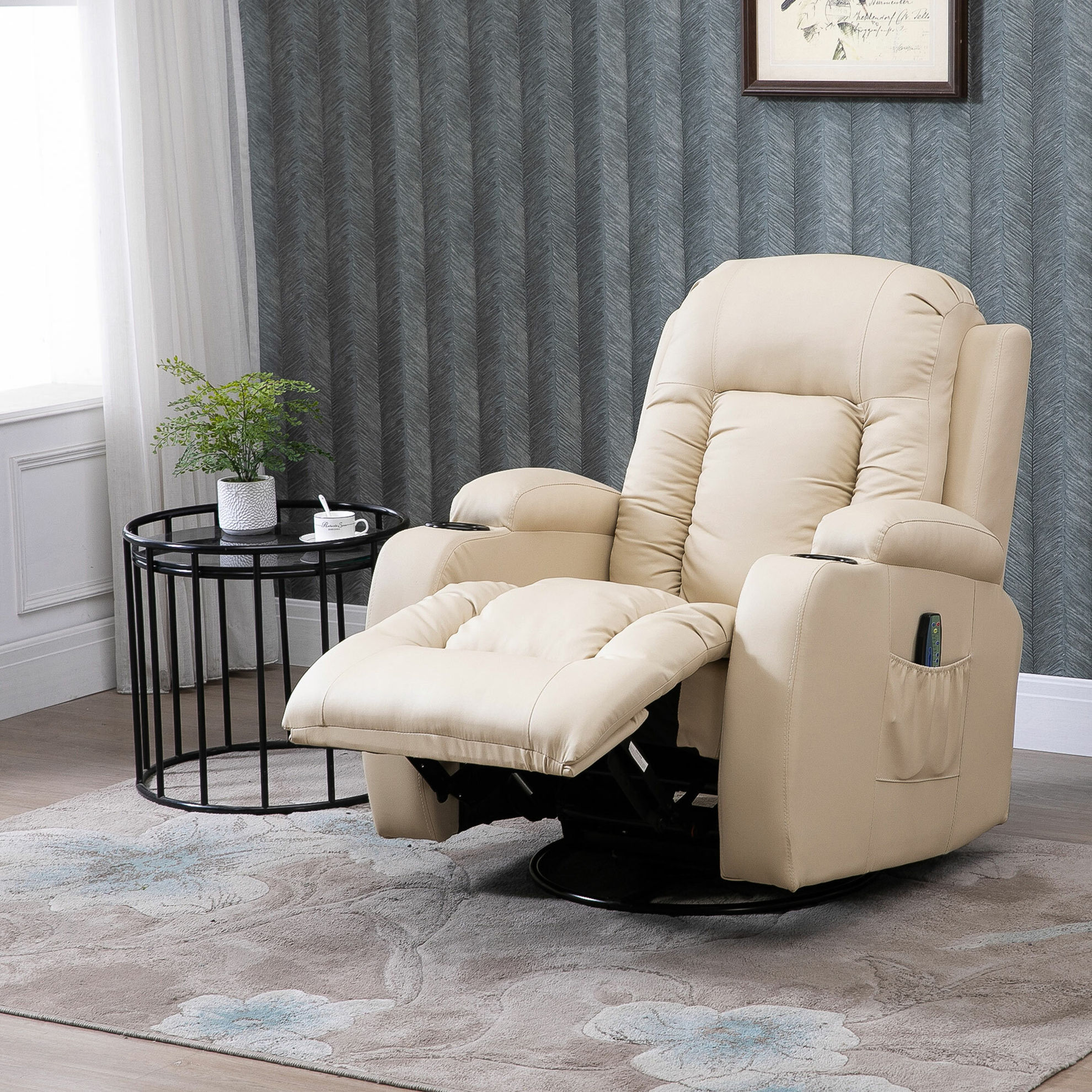 TV Sessel mit Massage- und Wärmefunktion Farbe: cremeweiß