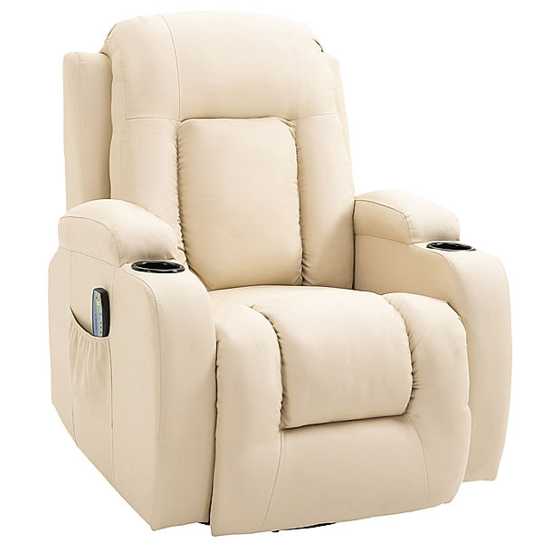 TV Sessel mit Massage- und Wärmefunktion (Farbe: cremeweiß)