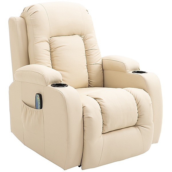 TV Sessel mit Massage- und Wärmefunktion (Farbe: creme)