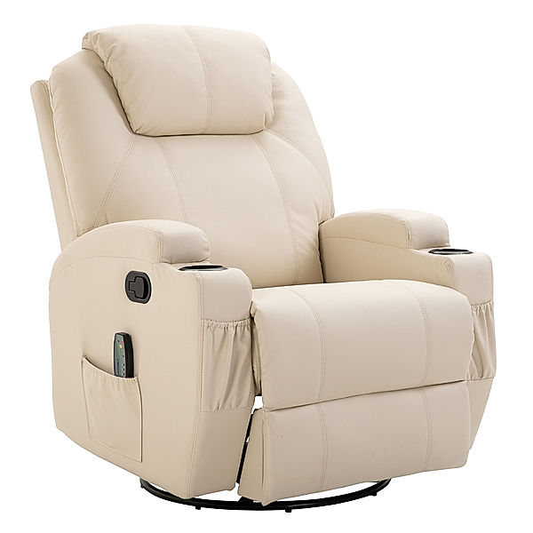 TV Sessel mit Massage- und Wärmefunktion (Farbe: creme)