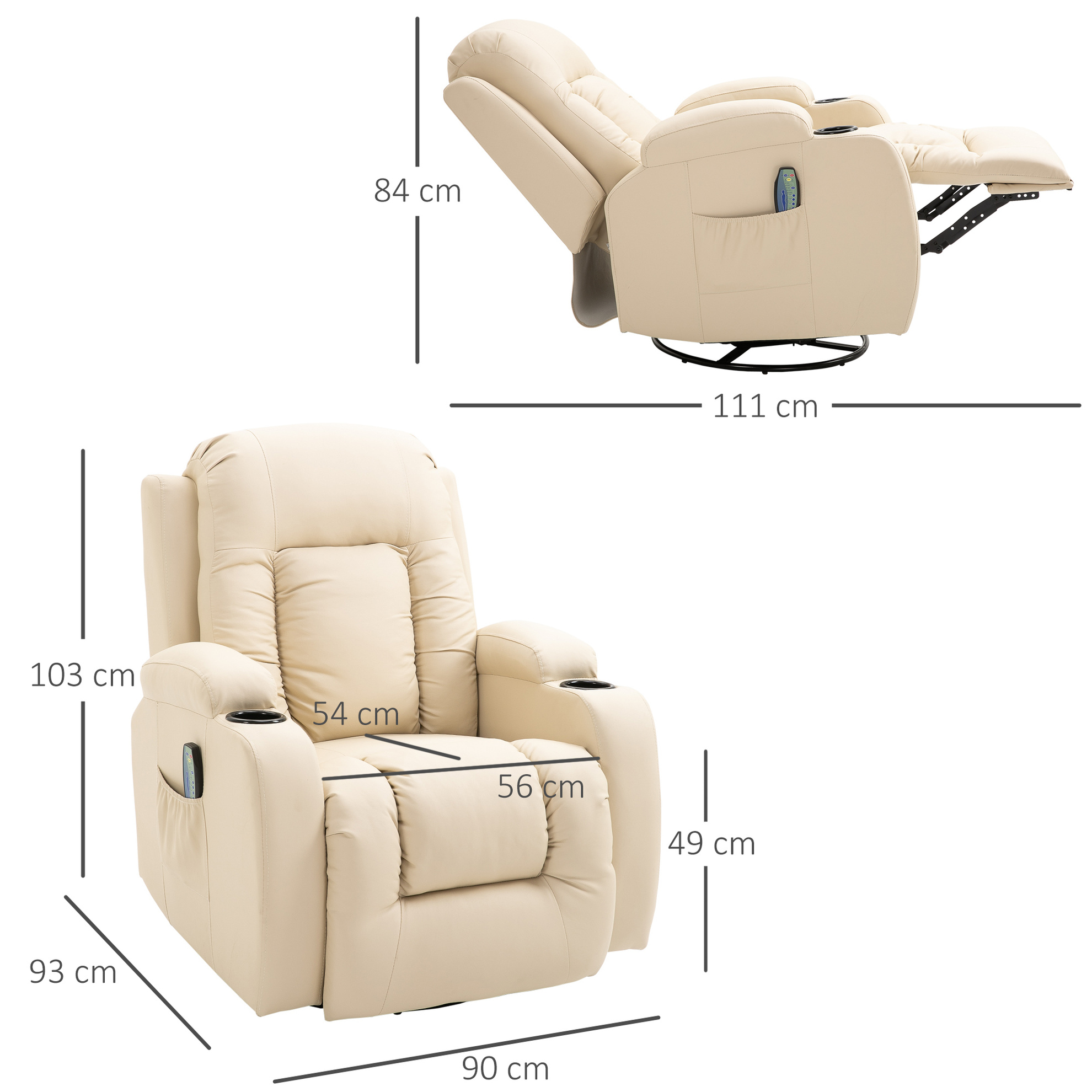 Sessel creme Farbe: Massage- TV mit und Wärmefunktion