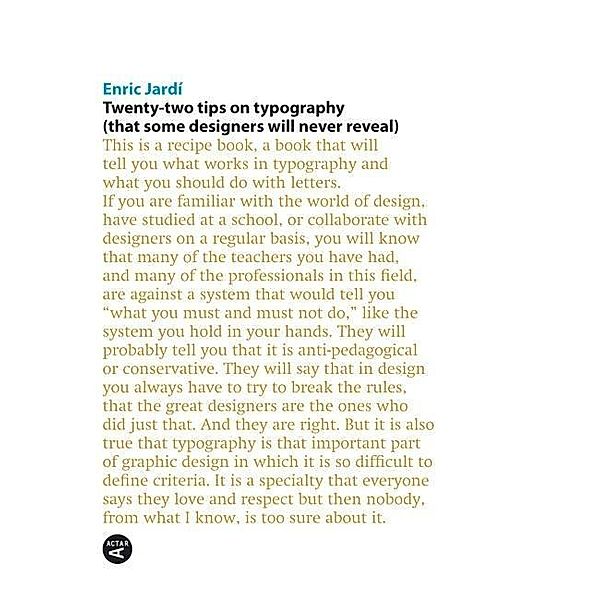 Twenty-Two Tips on Typography, Enric Jardí