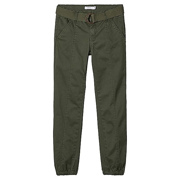 name it Twill-Hose NKFRIE TWITHILSE mit Gürtel in olive