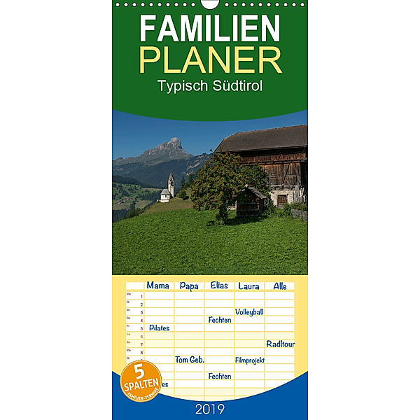 Typisch Südtirol - Familienplaner hoch (Wandkalender 2019 , 21 cm x 45 cm, hoch), Georg Niederkofler