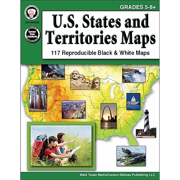 U.S. States and Territories Maps, Grades 5 - 8, Mark Twain Media