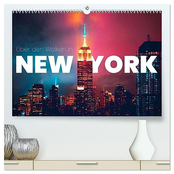 Über den Wolken in New York (hochwertiger Premium Wandkalender 2025 DIN A2 quer), Kunstdruck in Hochglanz, Calvendo, Happy Monkey