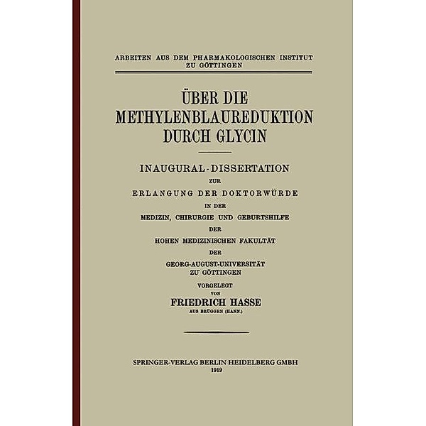 Über die Methylenblaureduktion durch Glycin, Friedrich Hasse