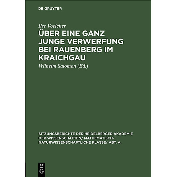 Über eine ganz junge Verwerfung bei Rauenberg im Kraichgau, Ilse Voelcker