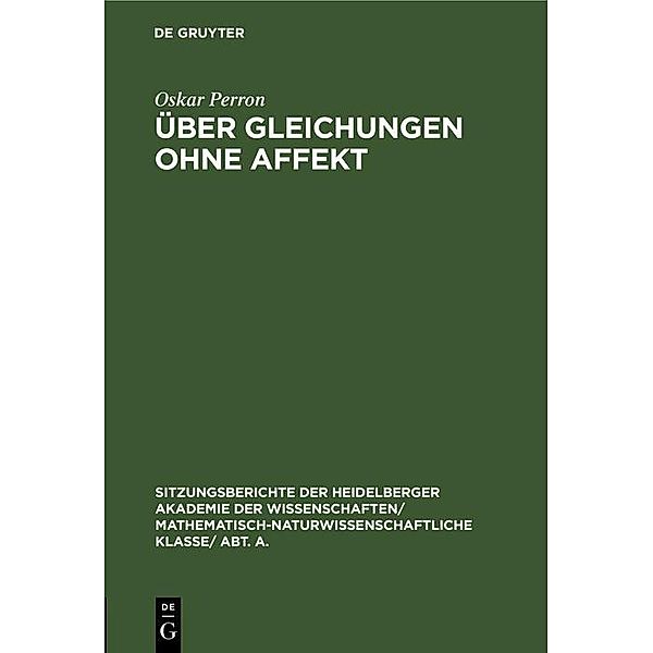 Über Gleichungen ohne Affekt, Oskar Perron