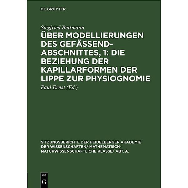 Über Modellierungen des Gefäßendabschnittes, 1: Die Beziehung der Kapillarformen der Lippe zur Physiognomie, Siegfried Bettmann