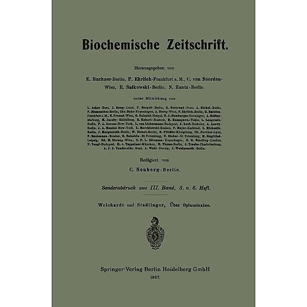 Über Opiumtoxine, Wolfgang Weichardt, Hermann Stadlinger