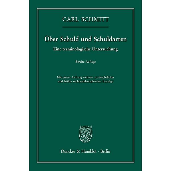 Über Schuld und Schuldarten., Carl Schmitt