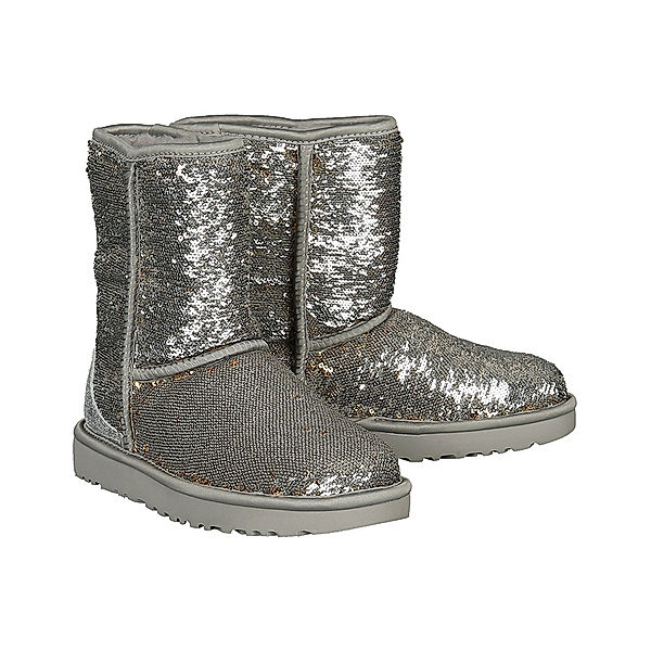 UGG UGG® Boots CLASSIC SHORT COSMOS SEQUIN mit Wendepailletten in silber/gold