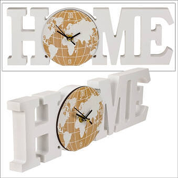 Uhr Holz Home mit Weltkartenmotiv