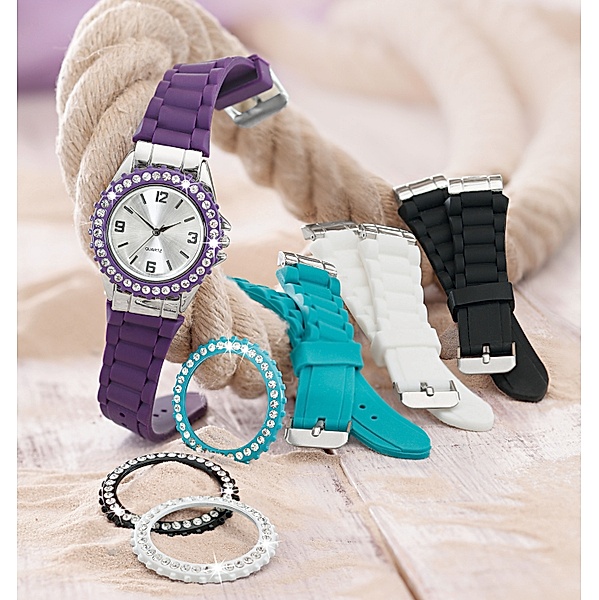 Uhr-Set Trendy-Watch, 9-teilig (Farbe: Violett)