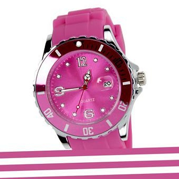 Uhr Silikon-Chrome-Style metallic pink