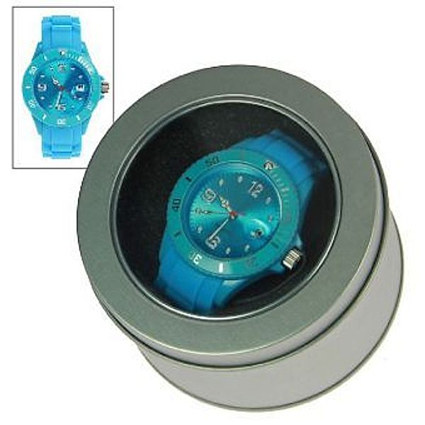 Uhr Silikon-Style hellblau in Geschenkverpackung