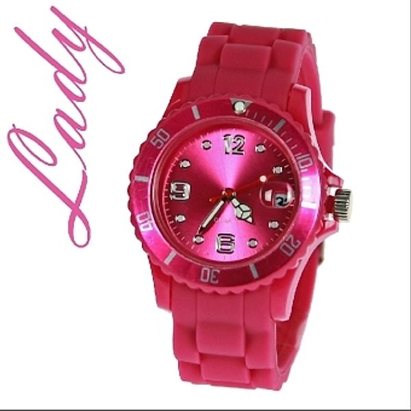 Uhr Silikon-Style Lady Pink dunkel