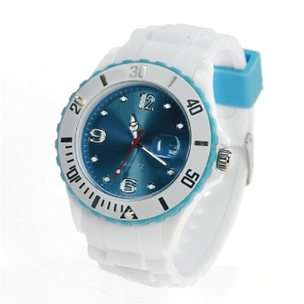Uhr Silikon-Style weiß/hellblau