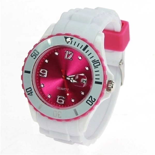 Uhr Silikon-Style weiß/pink